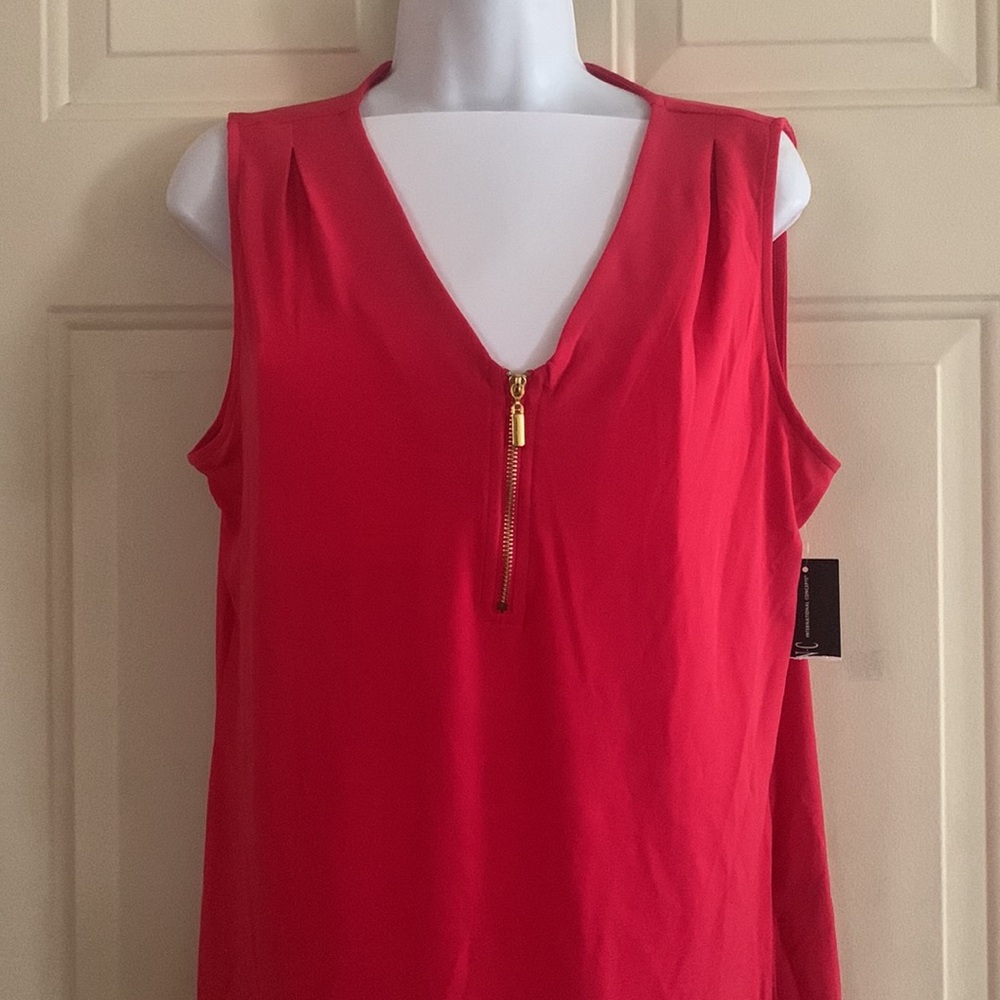 INC International Concepts Red Top 1/4 Zip Vibrant Style Essential